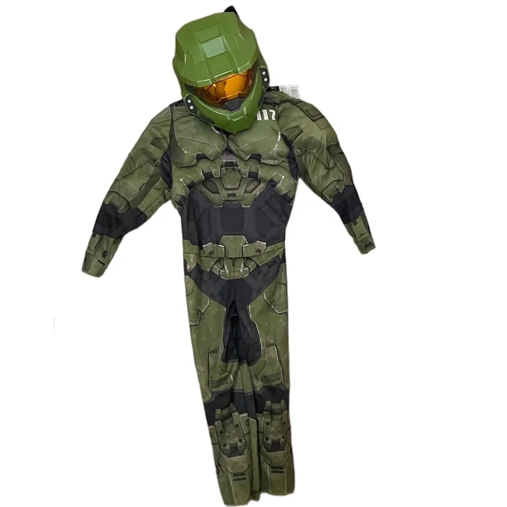 Halo Costume Kids Size Small 4-6 One Piece w Adjustable Mask Halloween Dress Up